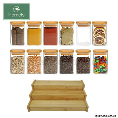 HOMELY 12pce Spice Jar set with rack.