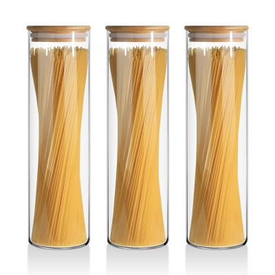 HOMELY Set of 3 Glass Spaghetti Jars