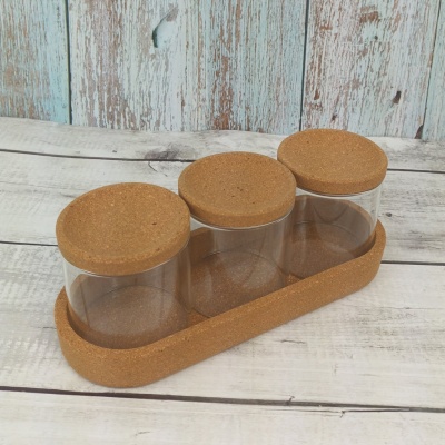 HOMELY Set of 3 - 80mm Glass Jars with Cork Lids