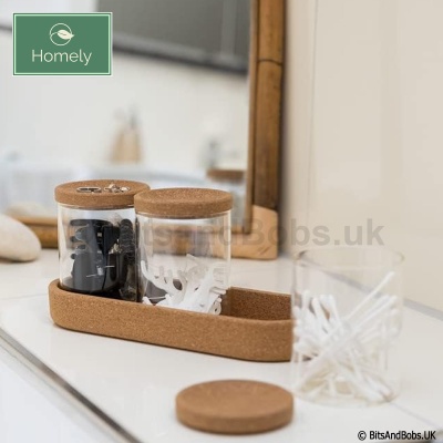 HOMELY Set of 3 - 80mm Glass Jars with Cork Lids