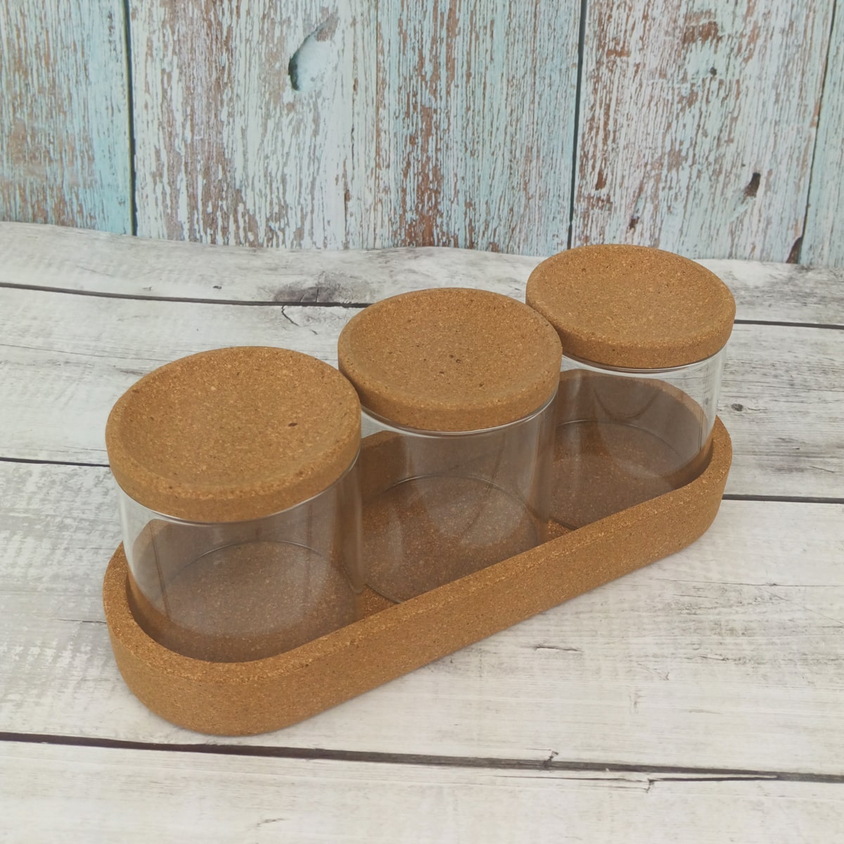 HOMELY Set of 3 - 80mm Glass Jars with Cork Lids