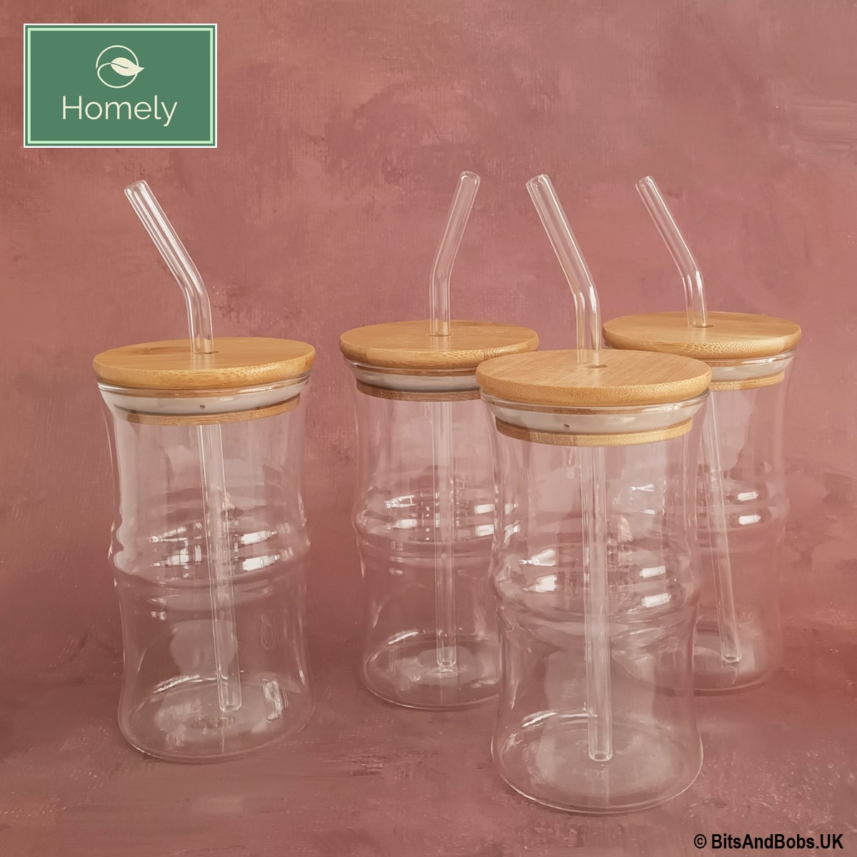 HOMELY 400ml Bamboo Joint Drinking Glass (set of 4)